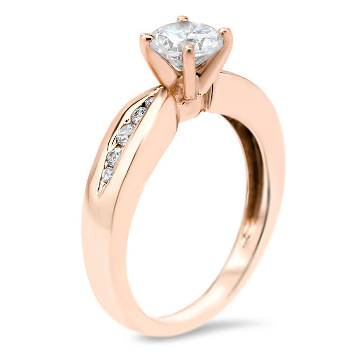Tapered Channel Set Band Engagement Ring - Jackie - Moissanite Rings