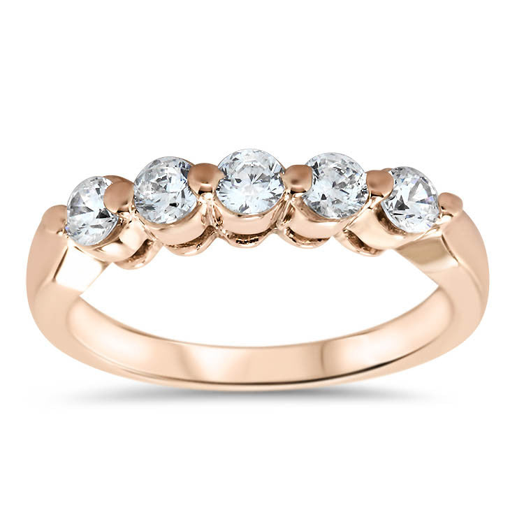 Five Stone Diamond Wedding Band - Sheila Band - Moissanite Rings