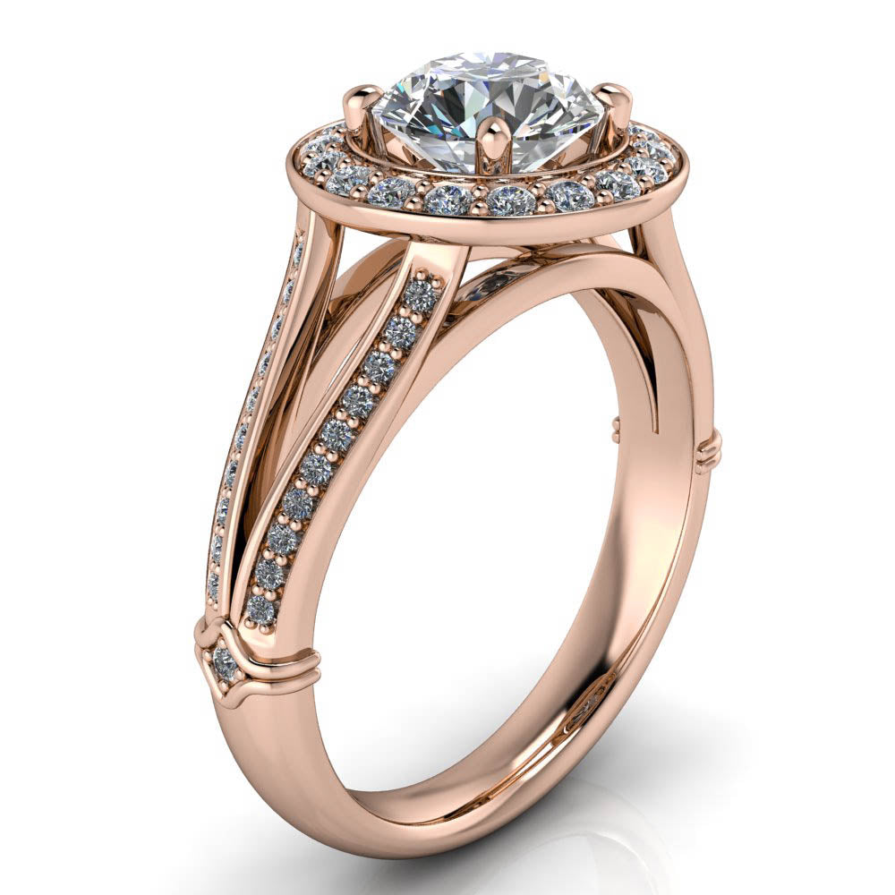 Round Split Shank Diamond Moissanite Engagement Ring - Paloma - Moissanite Rings