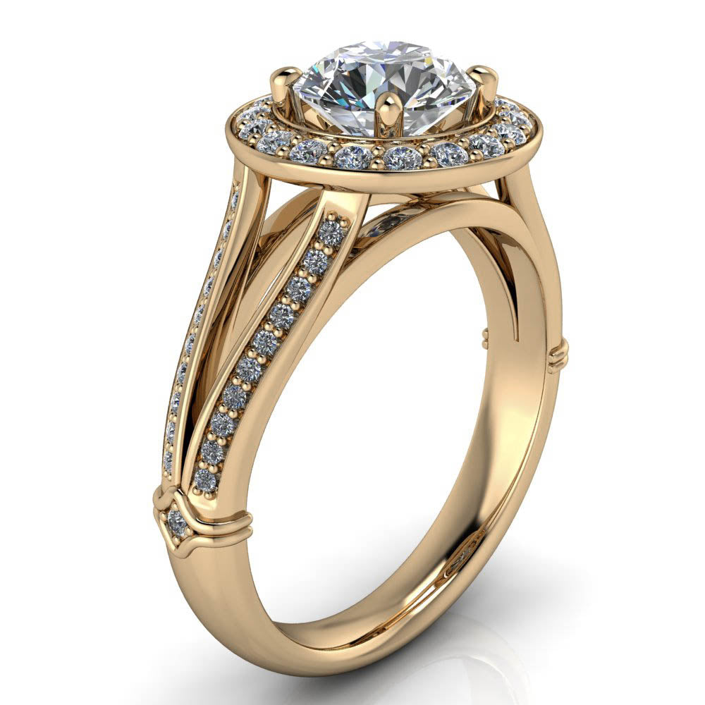 Round Split Shank Diamond Moissanite Engagement Ring - Paloma - Moissanite Rings