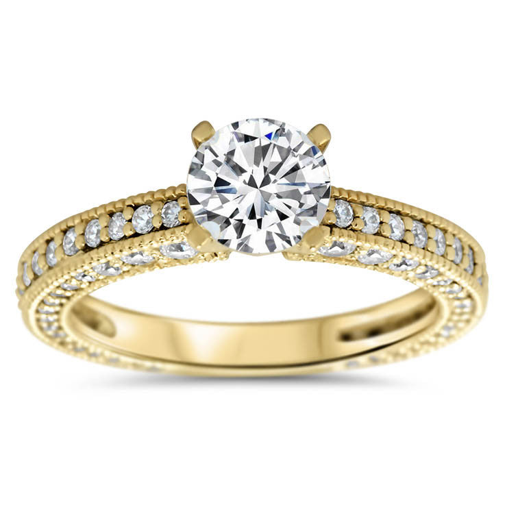 Covered in Diamonds Wedding Set Engagement Ring and Band - Erin Set - Moissanite Rings