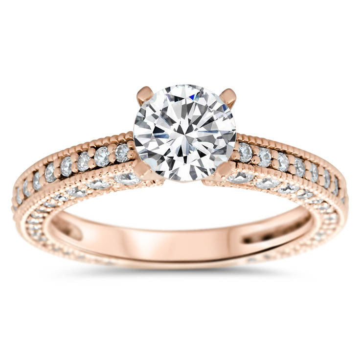 Covered in Diamonds Wedding Set Engagement Ring and Band - Erin Set - Moissanite Rings
