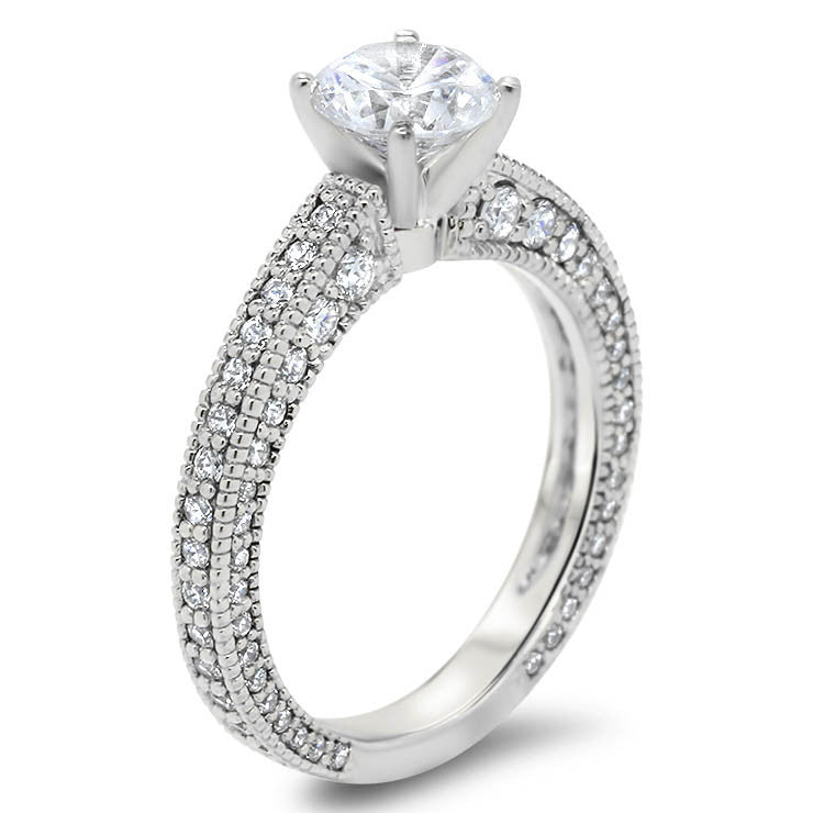 Covered in Diamonds Wedding Set Engagement Ring and Band - Erin Set - Moissanite Rings