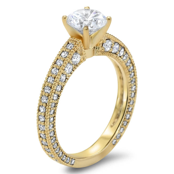 Covered in Diamonds Wedding Set Engagement Ring and Band - Erin Set - Moissanite Rings