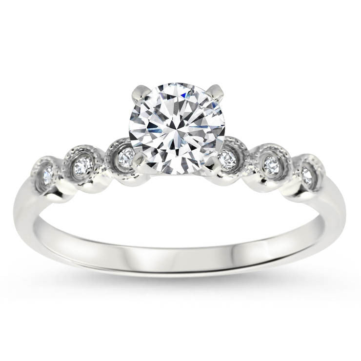 Dainty Diamond Wedding Set Moissanite Center - Cara Wedding Set - Moissanite Rings