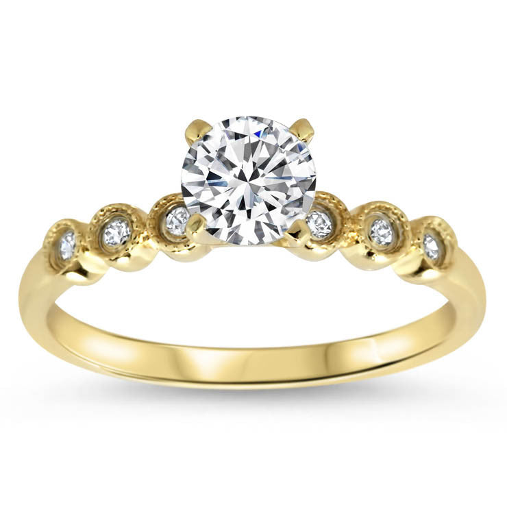 Dainty Diamond Wedding Set Moissanite Center - Cara Wedding Set - Moissanite Rings