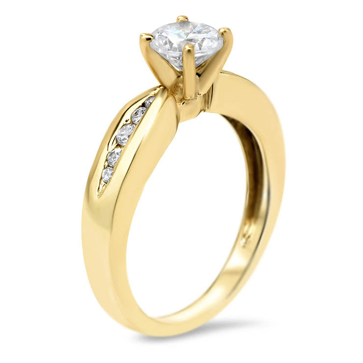Tapered Channel Set Band Engagement Ring - Jackie - Moissanite Rings