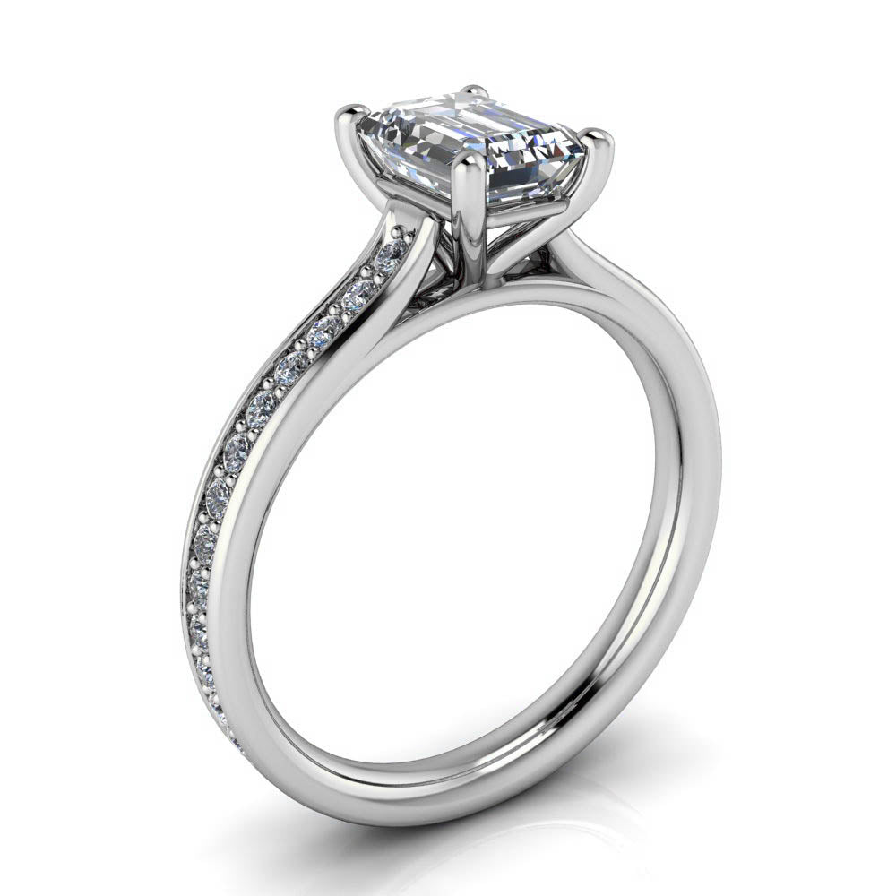 Classic Emerald Cut Engagement Ring Diamond Setting - Emma - Moissanite Rings