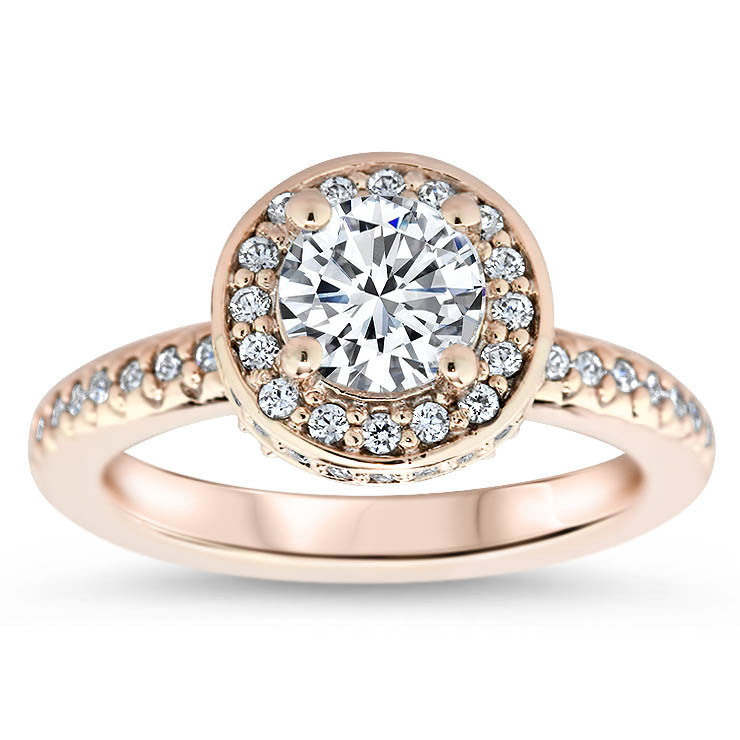 Diamond Halo Engagement Ring - Out of This World - Moissanite Rings