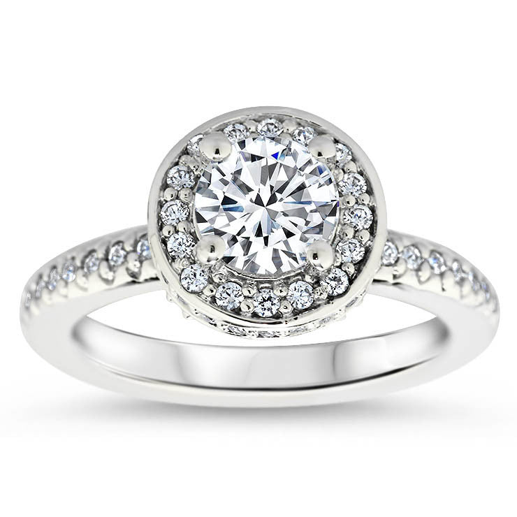 Diamond Halo Engagement Ring - Out of This World - Moissanite Rings