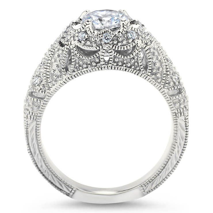 Edwardian Style Engagement Ring - Amelia - Moissanite Rings
