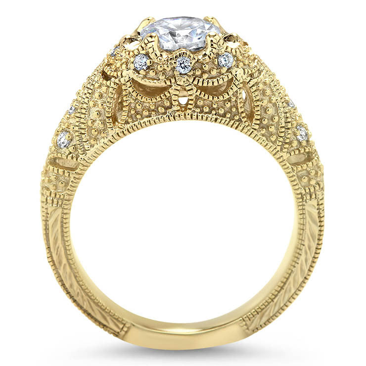 Edwardian Style Engagement Ring - Amelia - Moissanite Rings