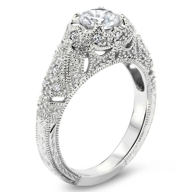 Edwardian Style Engagement Ring - Amelia - Moissanite Rings