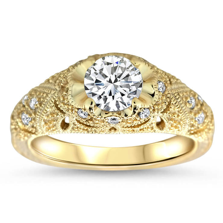 Edwardian Style Engagement Ring - Amelia - Moissanite Rings