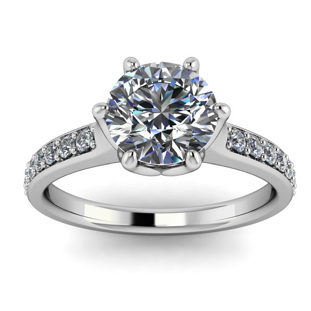 Six Prong Moissanite Engagement Ring Diamond Setting - Made - Moissanite Rings