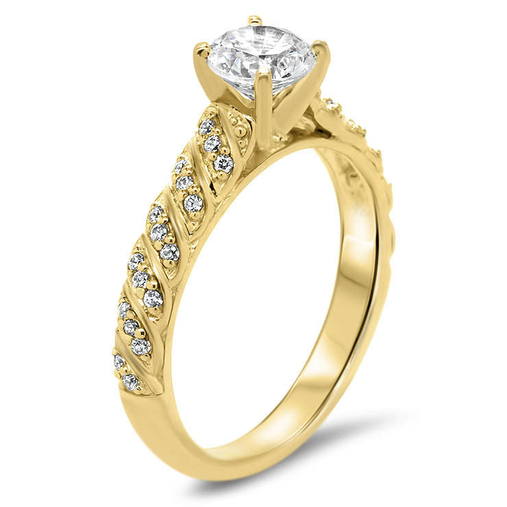 Forever One Moissanite Engagement Ring Diamond Accented Engagement Ring - Striped - Moissanite Rings