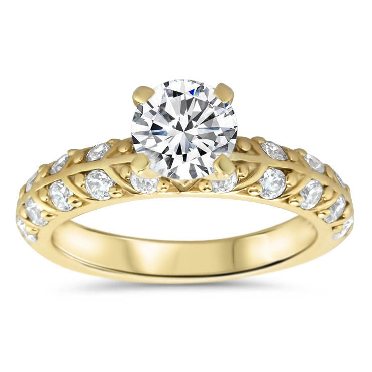 Beautiful Two Row Diamond Wedding Set - Branch Set - Moissanite Rings