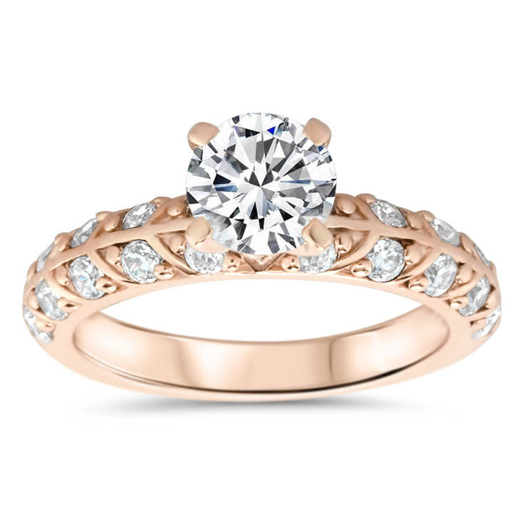 Beautiful Two Row Diamond Wedding Set - Branch Set - Moissanite Rings