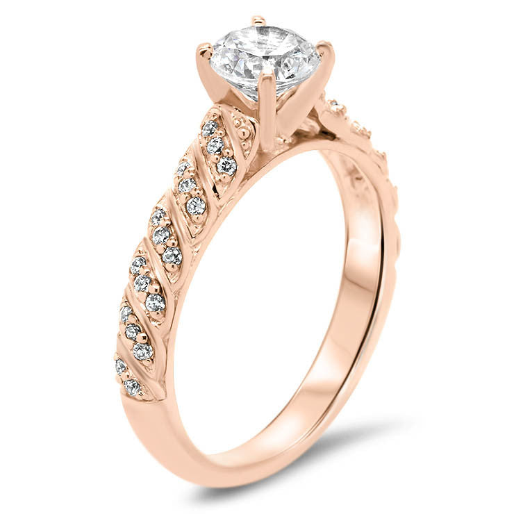 Forever One Moissanite Engagement Ring Diamond Accented Engagement Ring - Striped - Moissanite Rings