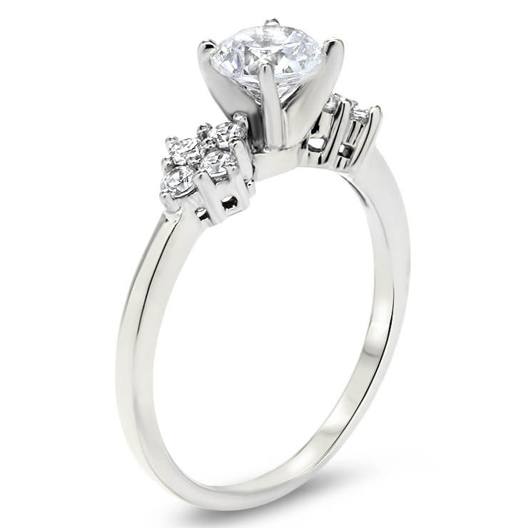 Forever One Moissanite Diamond Accented Engagement Ring - Love Cluster - Moissanite Rings