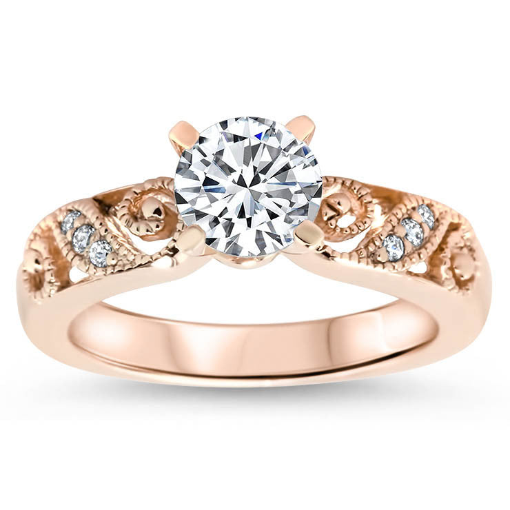 Romantic Diamond Filigree Swirl Engagement Ring Moissanite Engagement Ring - Swirl - Moissanite Rings