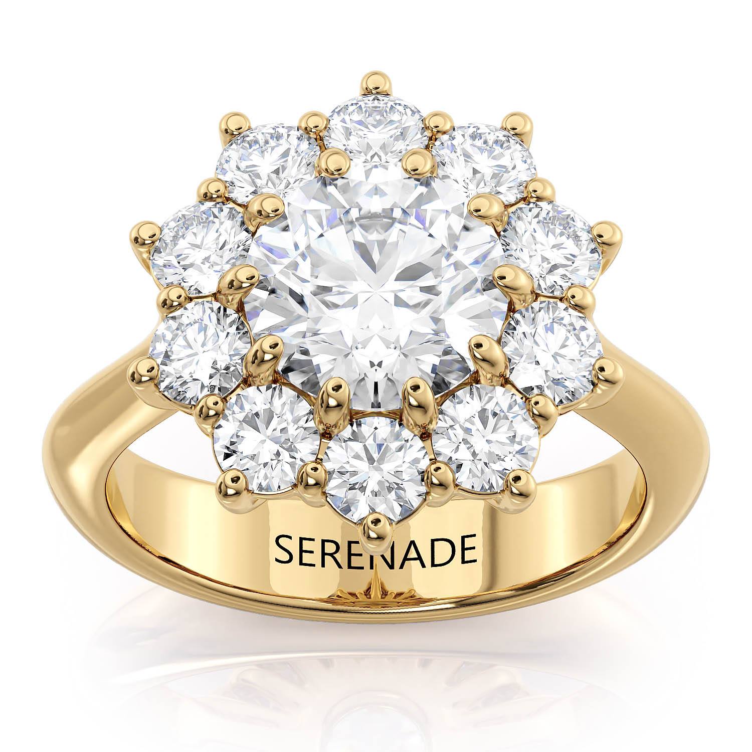 Large Diamond Halo Engagement Ring - Charlie