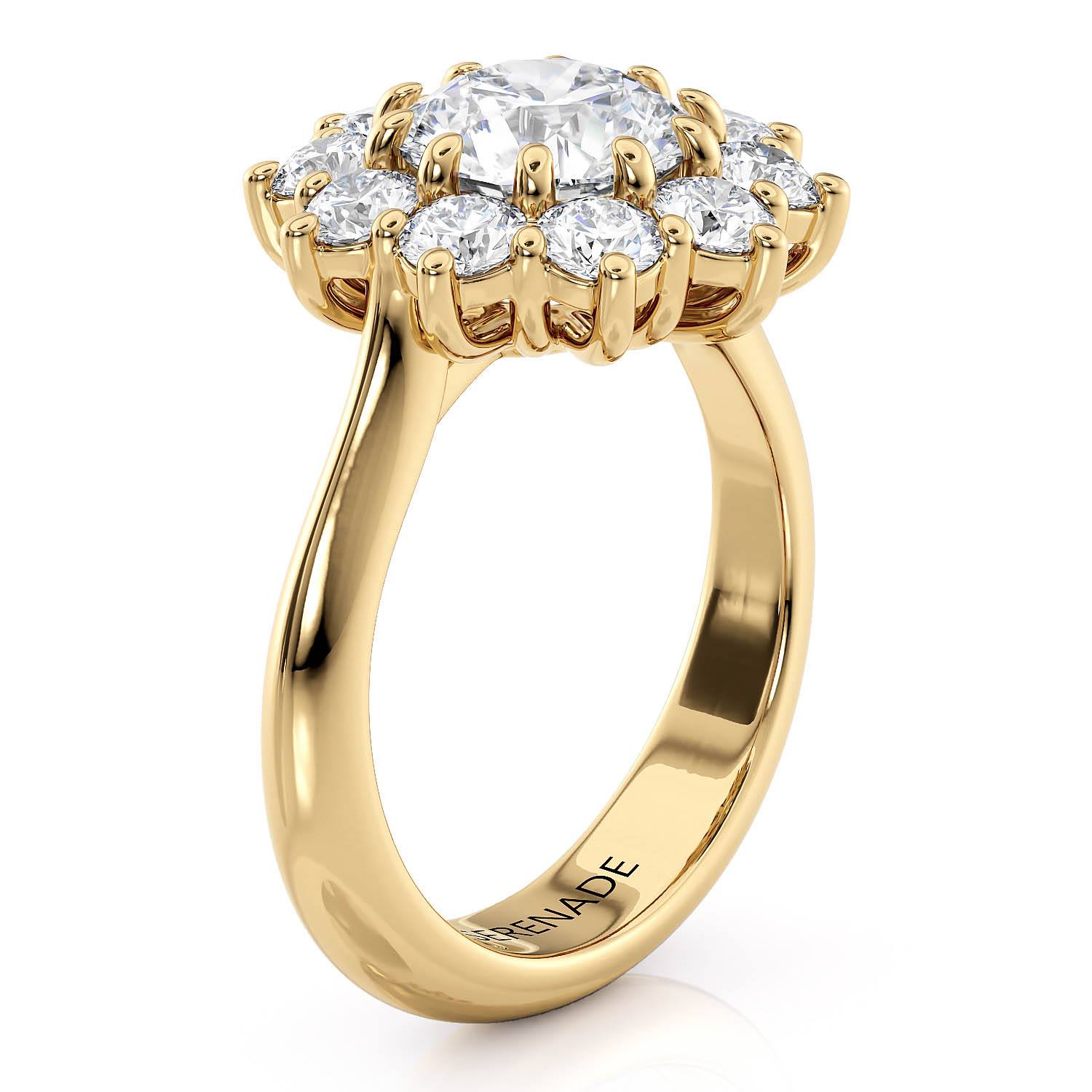 Large Diamond Halo Engagement Ring - Charlie