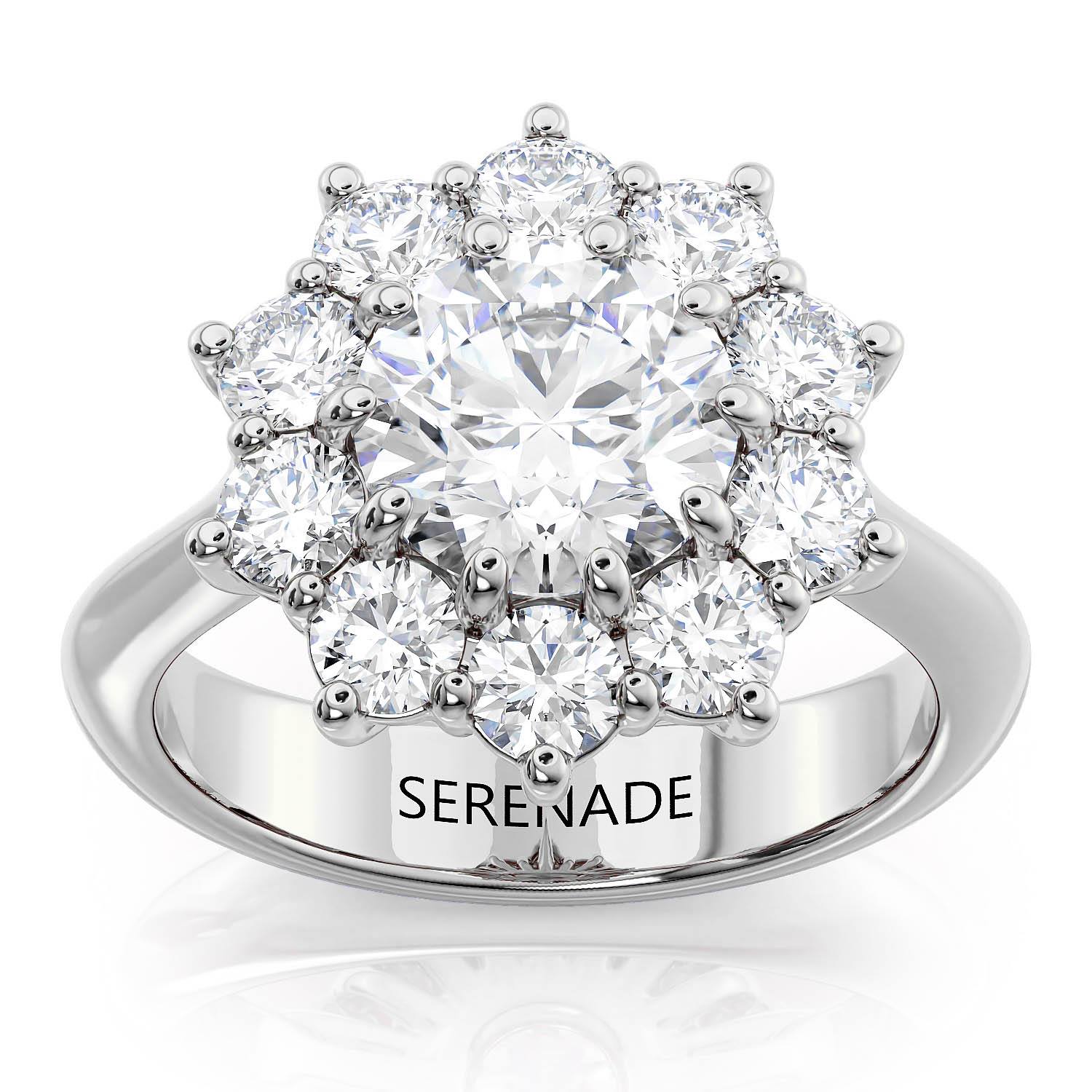 Large Diamond Halo Engagement Ring - Charlie