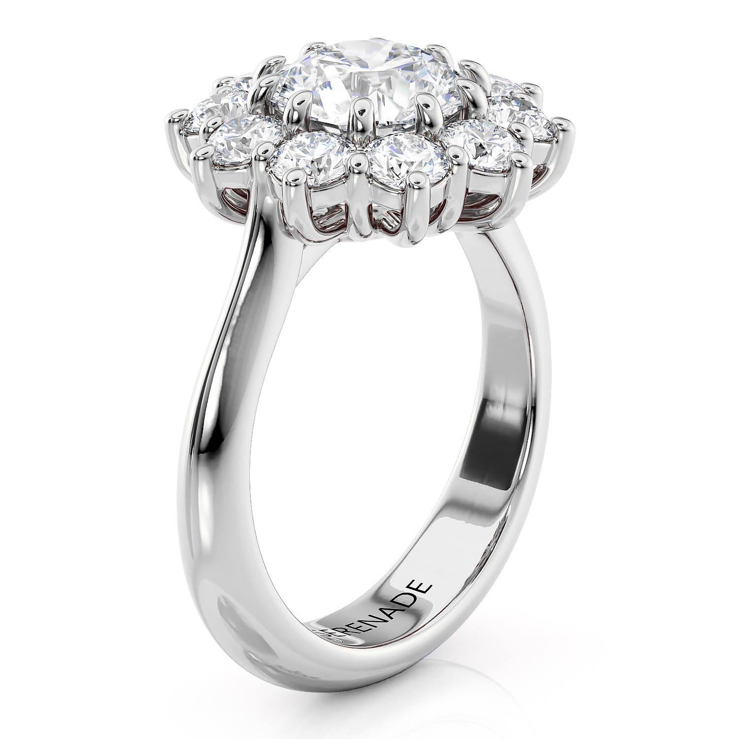 Large Diamond Halo Engagement Ring - Charlie