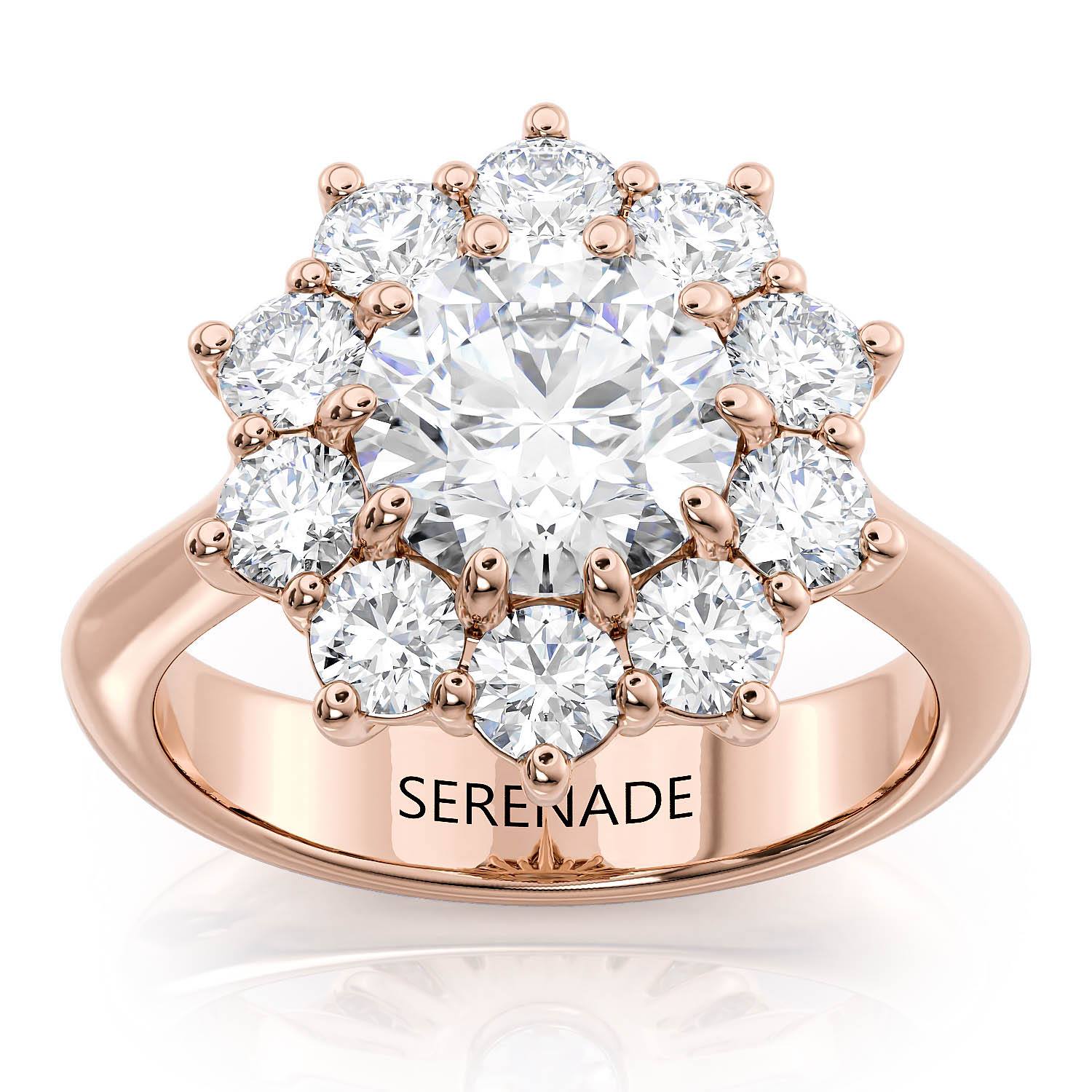 Large Diamond Halo Engagement Ring - Charlie