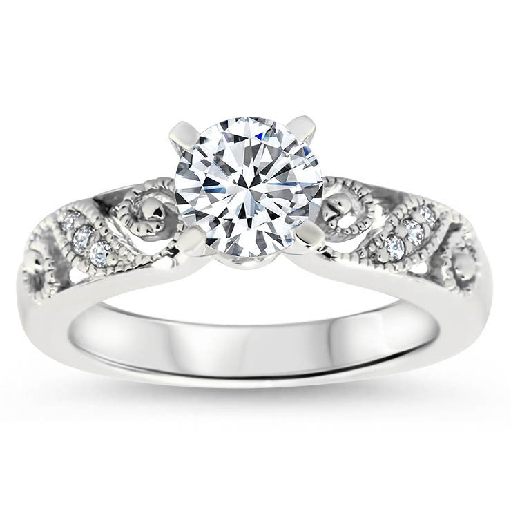 Romantic Diamond Filigree Swirl Engagement Ring Moissanite Engagement Ring - Swirl - Moissanite Rings