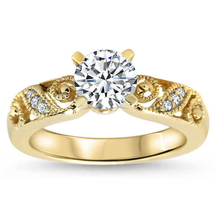 Romantic Diamond Filigree Swirl Engagement Ring Moissanite Engagement Ring - Swirl - Moissanite Rings