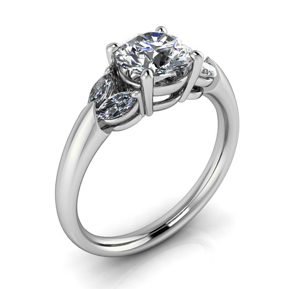 Moissanite and Diamond Engagement Ring - Petalos Diamond - Moissanite Rings