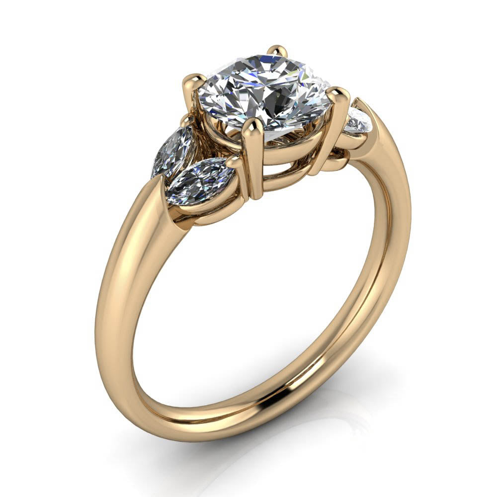 Moissanite and Diamond Engagement Ring - Petalos Diamond - Moissanite Rings