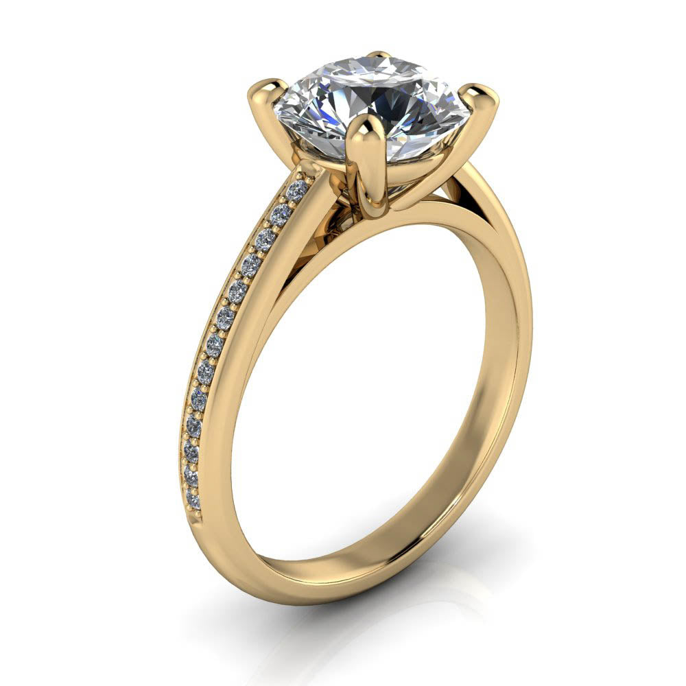 2 carat Moissanite and Diamond Engagement Ring - Madeline 2 ct - Moissanite Rings