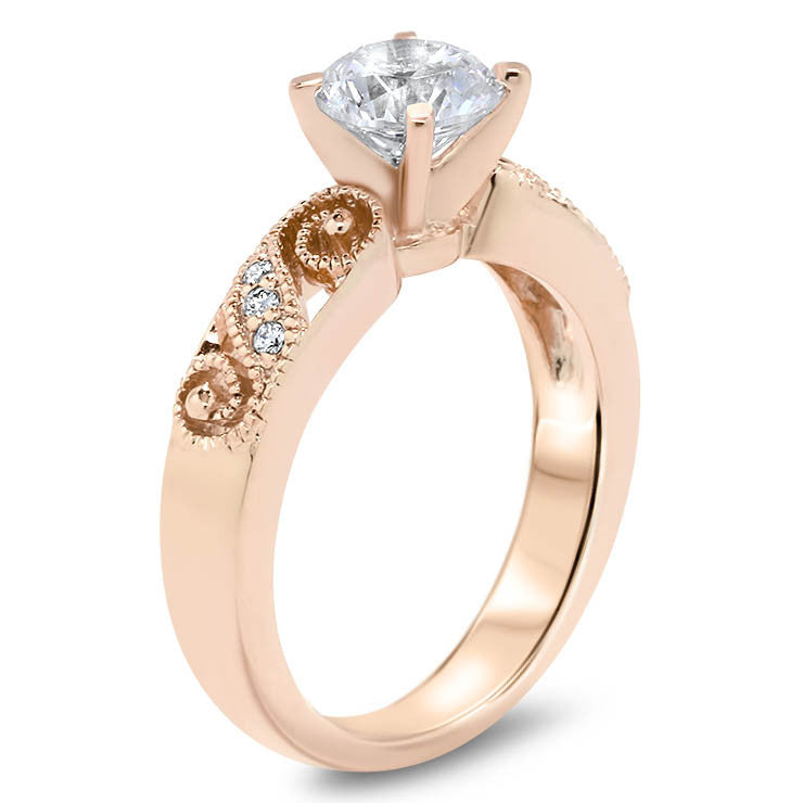 Romantic Diamond Filigree Swirl Engagement Ring Moissanite Engagement Ring - Swirl - Moissanite Rings