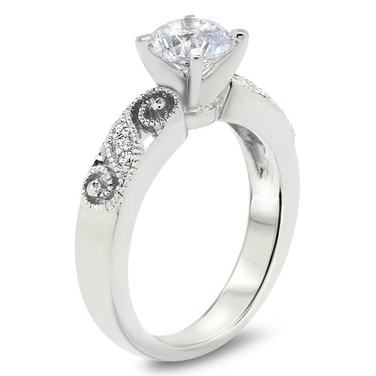 Romantic Diamond Filigree Swirl Engagement Ring Moissanite Engagement Ring - Swirl - Moissanite Rings