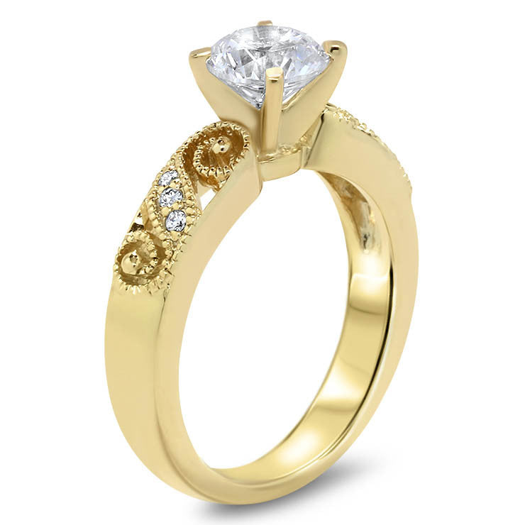 Romantic Diamond Filigree Swirl Engagement Ring Moissanite Engagement Ring - Swirl - Moissanite Rings