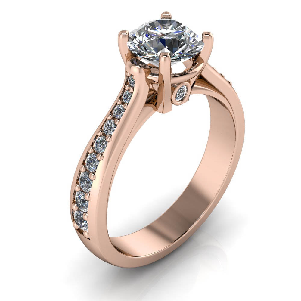 Diamond Accented Moissanite Engagement Ring - Kennedy - Moissanite Rings