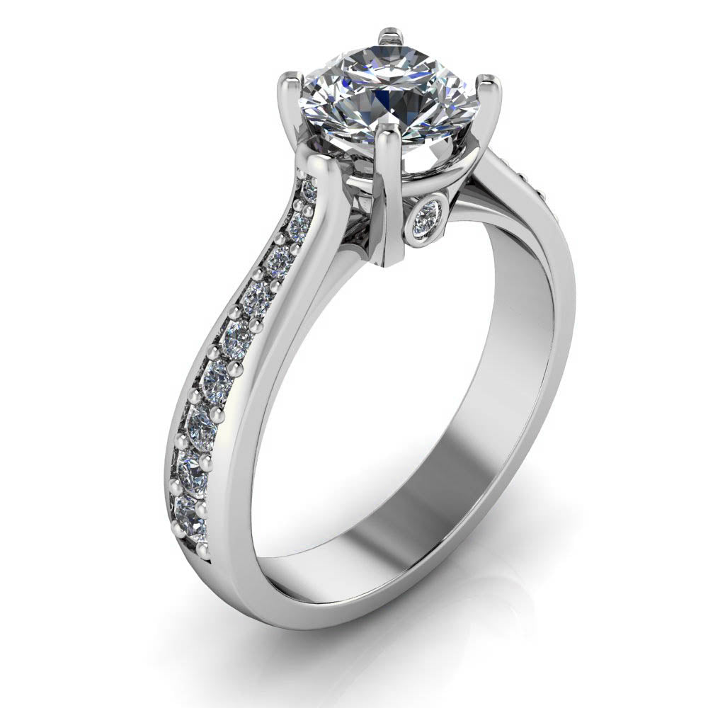 Diamond Accented Moissanite Engagement Ring - Kennedy - Moissanite Rings