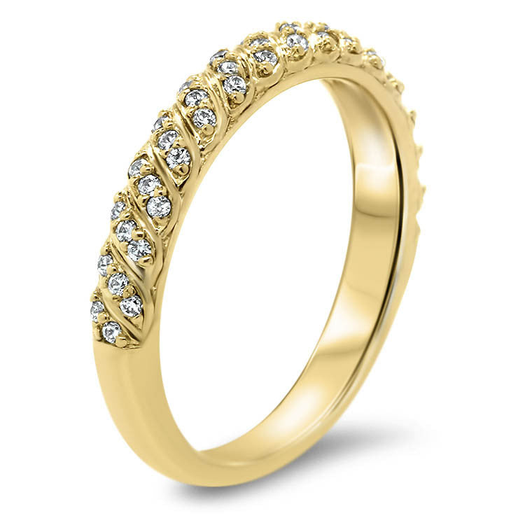 Diamond Accented Engagement Ring - Striped Wedding Set - Moissanite Rings