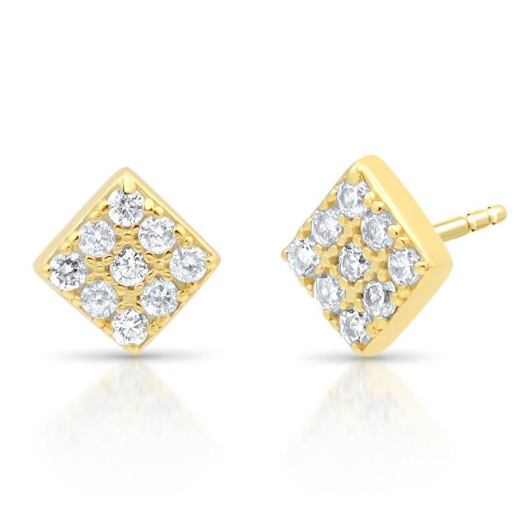 Diamond Pave Studs Tiny Square