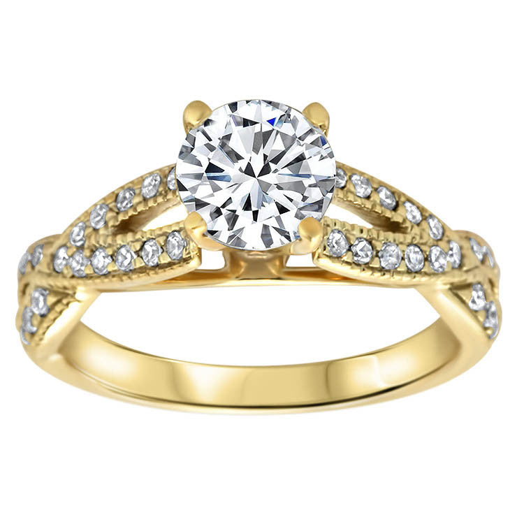 Criss Cross Diamond Engagement Ring Moissanite Engagement Ring - Lexi - Moissanite Rings