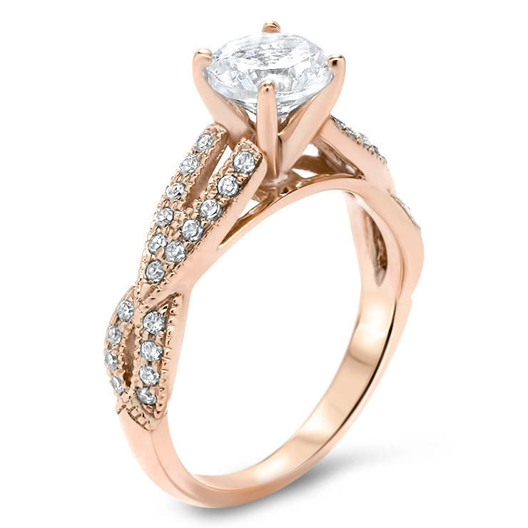 Criss Cross Diamond Engagement Ring Moissanite Engagement Ring - Lexi - Moissanite Rings