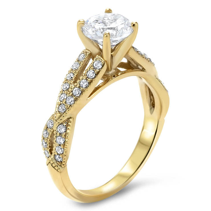 Criss Cross Diamond Engagement Ring Moissanite Engagement Ring - Lexi - Moissanite Rings