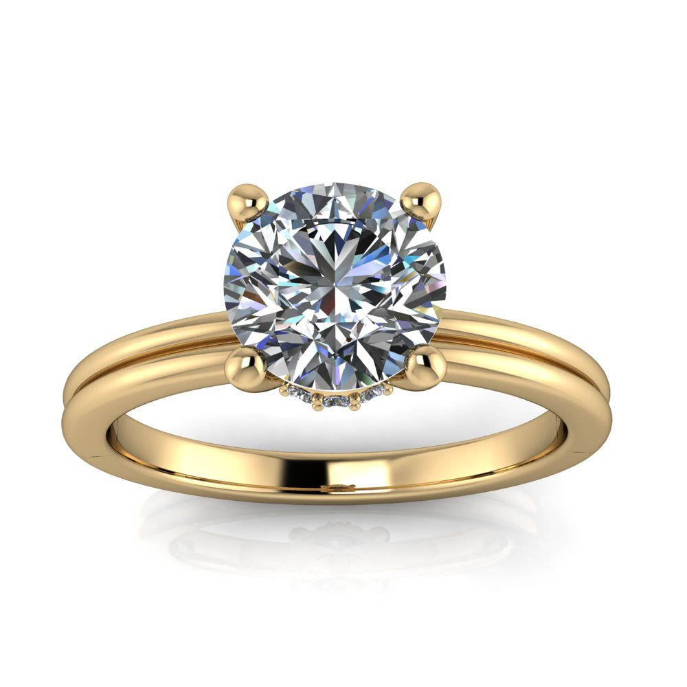 Diamond Banded Solitaire Engagement Ring - Isabel - Moissanite Rings