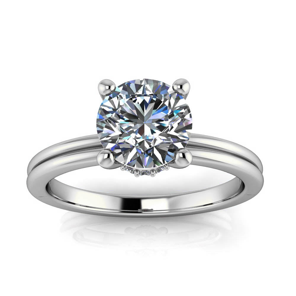 Diamond Banded Solitaire Engagement Ring - Isabel - Moissanite Rings