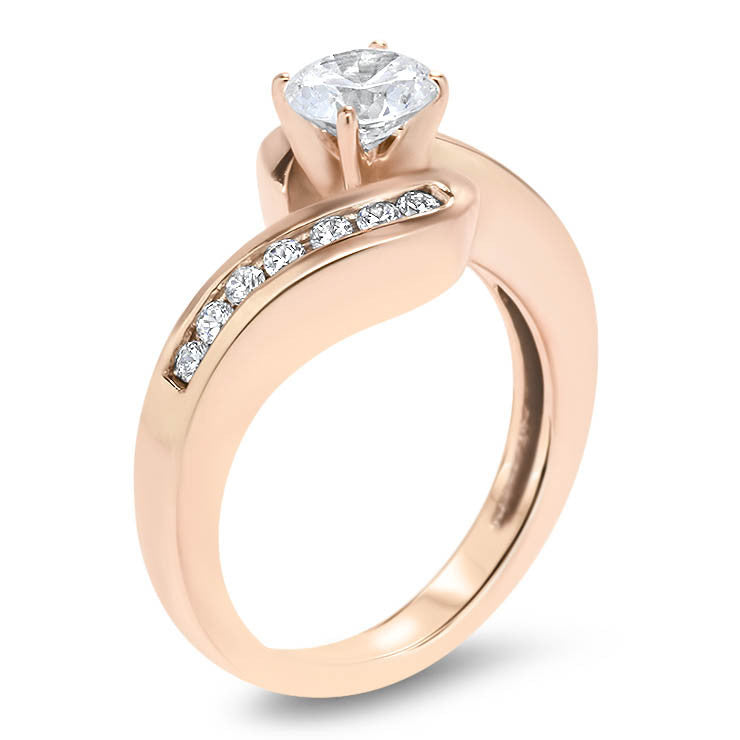 Channel Set Diamond Engagement Ring Moissanite Center - Gloria - Moissanite Rings