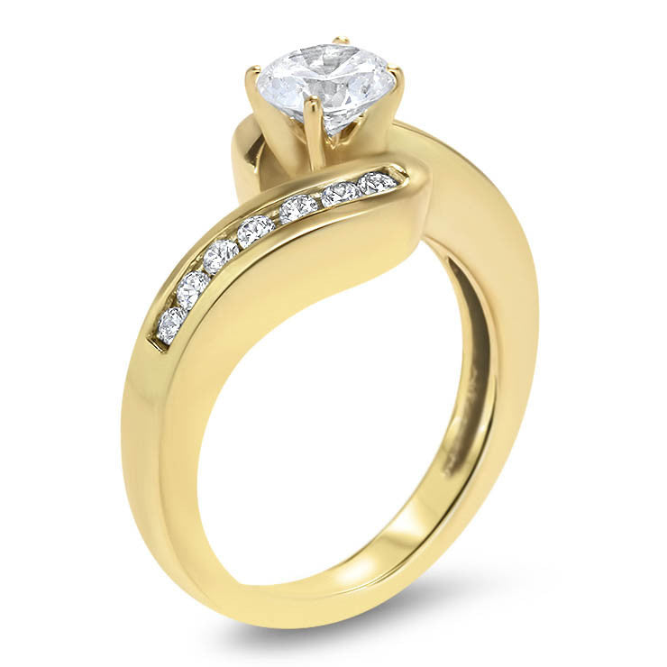 Channel Set Diamond Engagement Ring Moissanite Center - Gloria - Moissanite Rings