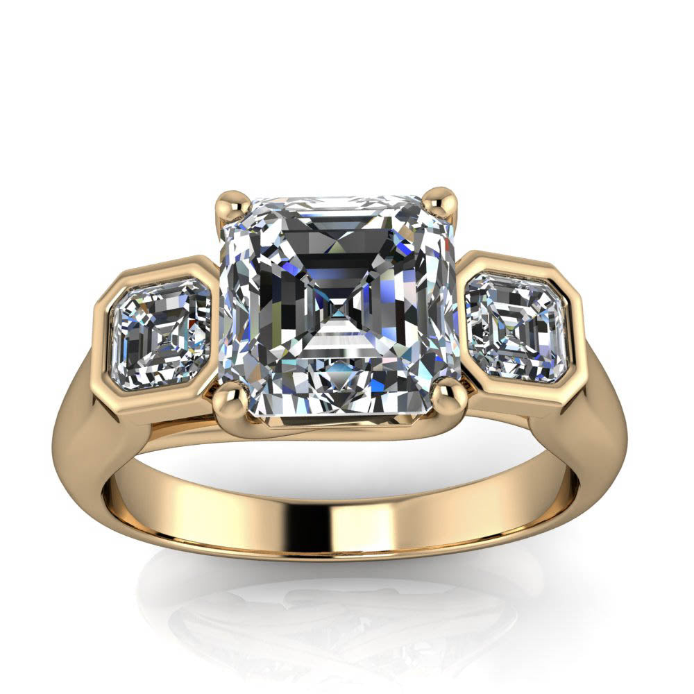 Three Stone Asscher Cut Engagement Ring Mary